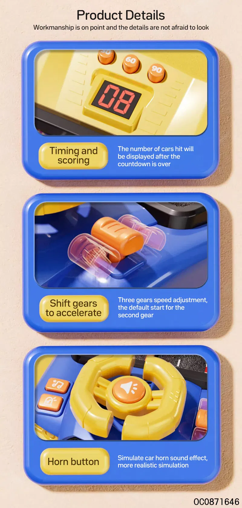 Interesting Intelligence Electronic Simulation Driving Toy Steering Wheel Car Racing Game