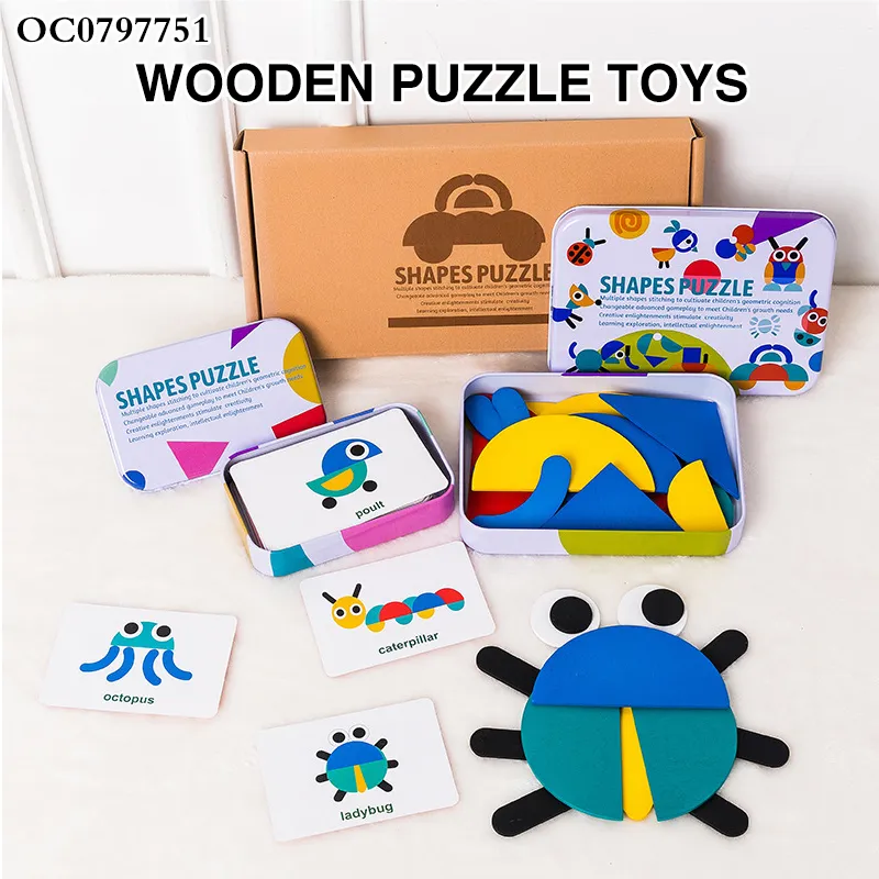 Custom Puzzle Brain Games Board Cards Wooden Animal Jigsaw Puzzle Children Games Toy for Kids