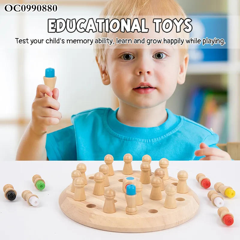 High Quality Interactive Children Educational Custom Montessori Color Wooden Chess Board Game Toy for Kids