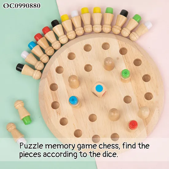 High Quality Interactive Children Educational Custom Montessori Color Wooden Chess Board Game Toy for Kids