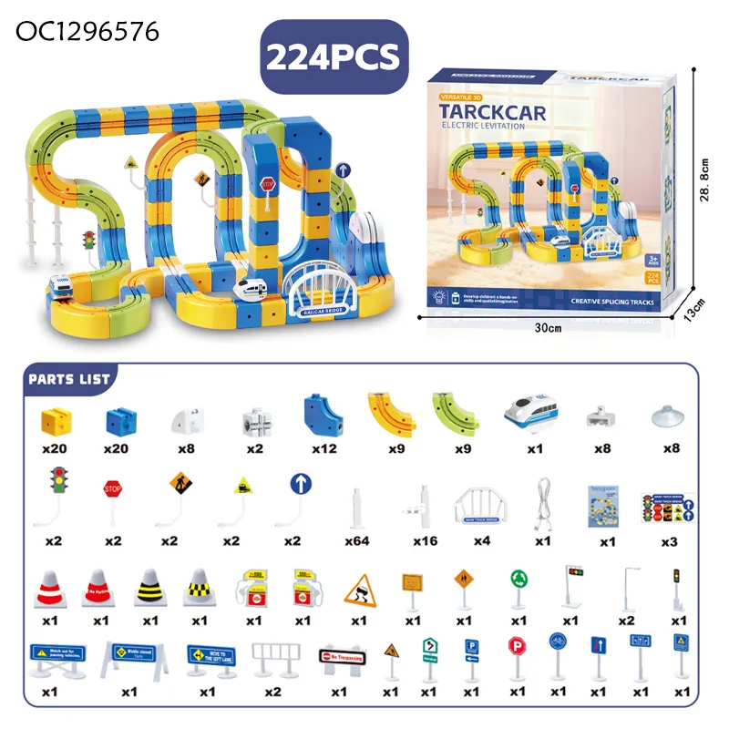 Brain Challenge Games DIY Electric Car Racing Fast Track Suspension Building Blocks Toy for Adults Children Assembly Train Track