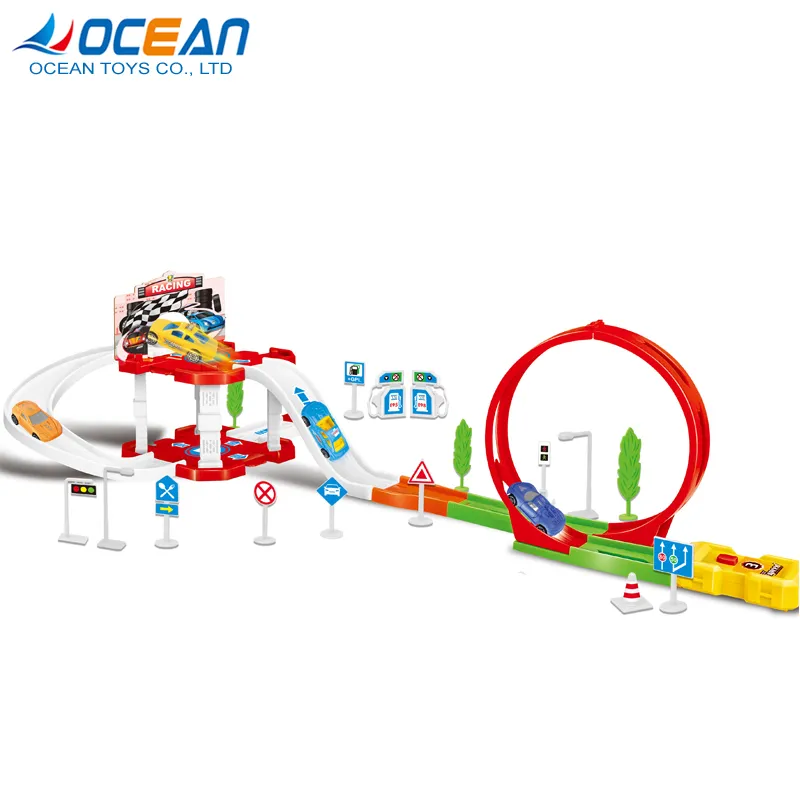 Kids Slot Pipeline Ejection 360 Degree Loop Electric Racing DIY Car Track Toy