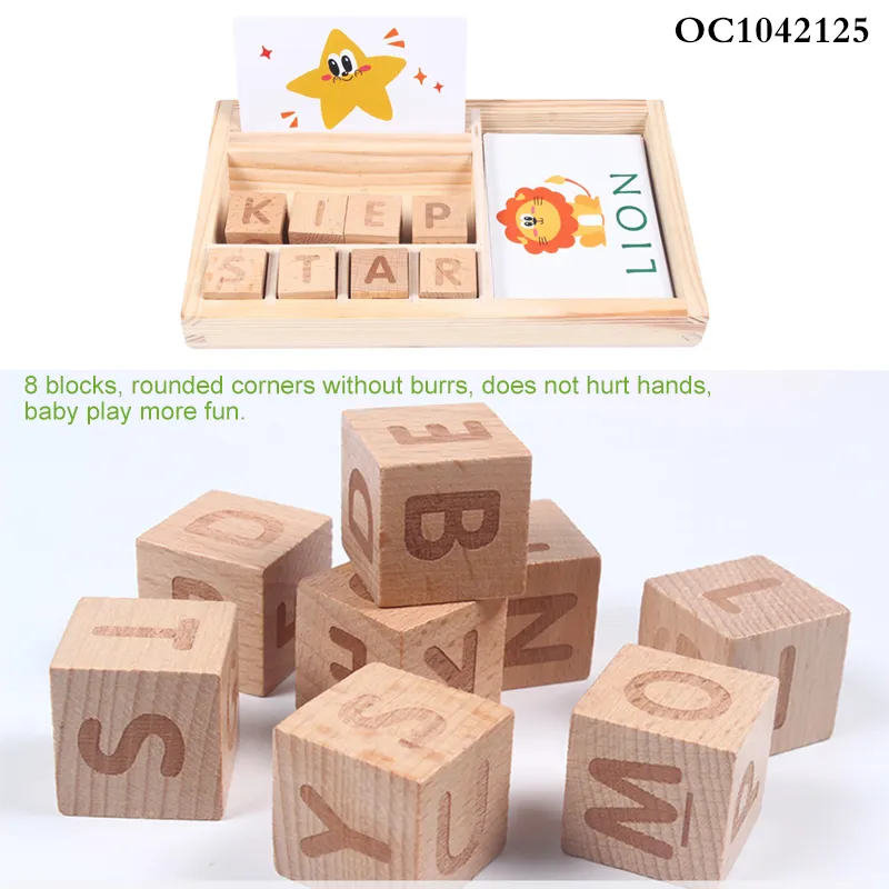 Early Learning Exercise Shapes Matching and Wooden Alphabet 3D Puzzle Jigsaw Puzzle Toys for Kids Early Educational with Cards