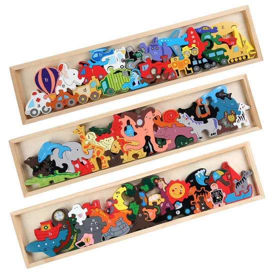 Jigsaw Puzzles Animal Shape Puzzle Blocks Toys Animal Wholesale Wooden Stack Balancing Board Games Toy for Kids Brain Development