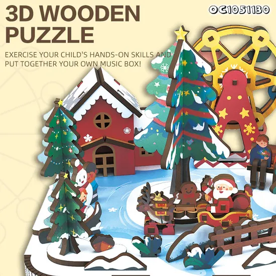 99PCS Educational Games DIY Toys Electronic Christmas Tree Musical Box 3D Wooden Jigsaw Puzzle Board Toy for Adults and Kids