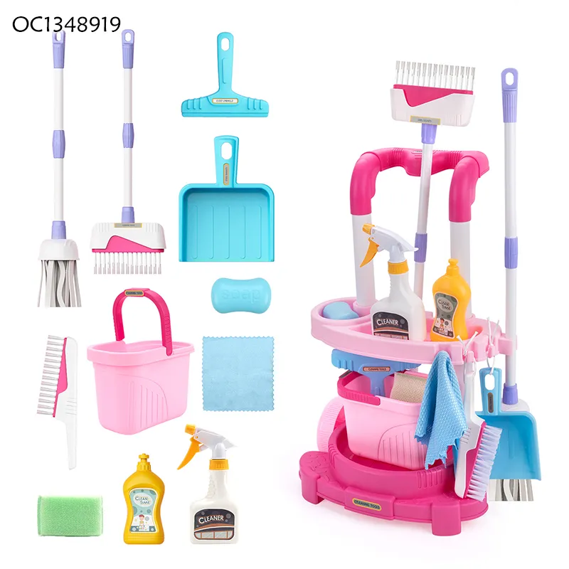 Wholesale Plastic Educational Pretend Plastic Children House Play Cleaning Gift Set for Kids