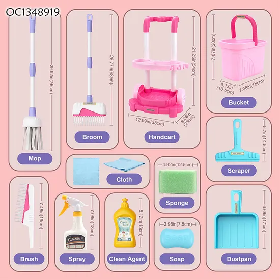Wholesale Plastic Educational Pretend Plastic Children House Play Cleaning Gift Set for Kids