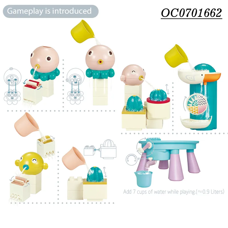 Wholesale Montessori Baby Bath Building Blocks Table Set Spray Water Games Toy for Kids