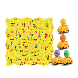 16 Piece Jigsaw Puzzles Children's Educational Electric Car Puzzle Racer Kids Cartoon Car Track Car Play Set Toy