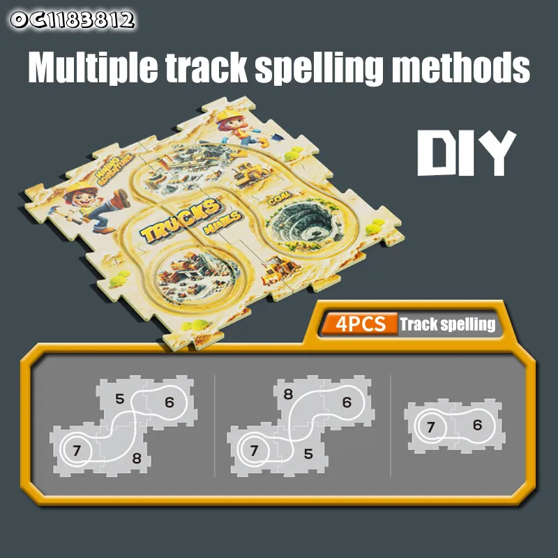 Wholesale Engineering Toy Truck Educational Indoor Construction Jigsaw Puzzle Train Race Car Track Toy Truck Toy with Slots