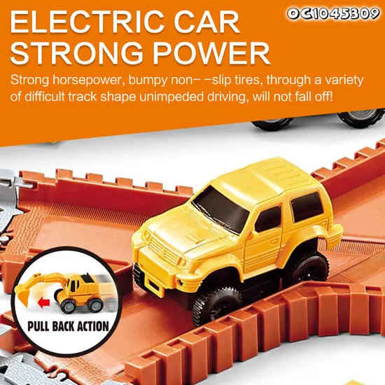 Gift DIY Flexible Racing Game Puzzle Track Cars Set Toy Small Electric Engineering Truck Toy for Kids with Assembled Slots