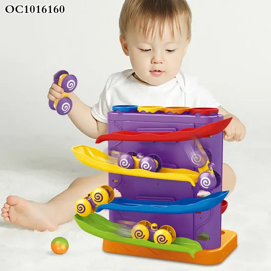 Toddler Activity Toys 1-3 Years Slot Car Race Track Sets Rolling Ball Track Tower Pieces Toys with Hammer