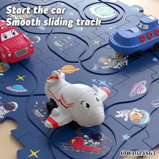 Educational DIY Assembling Electric Slot Train Toys Puzzle Jigsaw Rail Car Toy 4 Theme Kids Puzzle Racer Track Set Toy