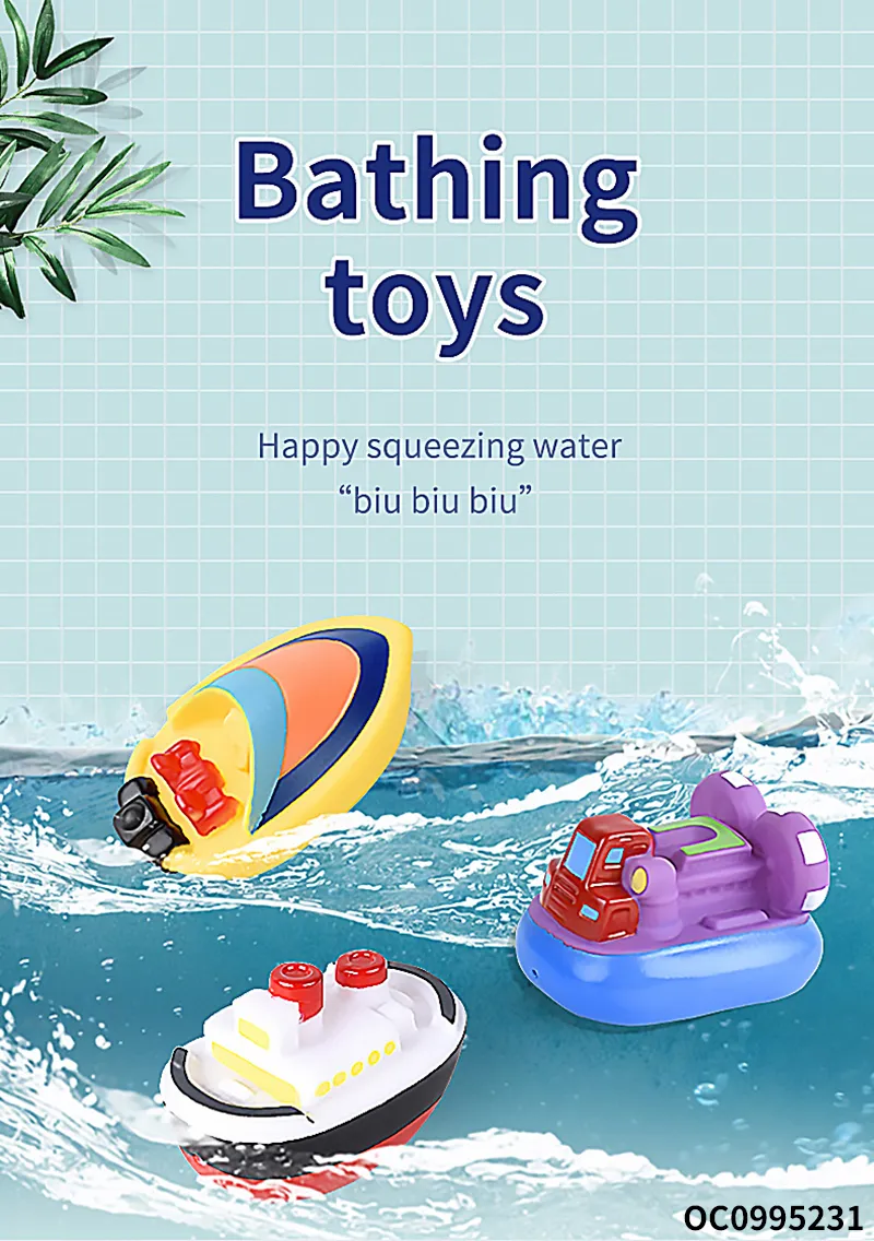 Wholesale Baby Shower Montessori Hot Silicone Animal and Floating Boats Water Spray Rubber Bath Toy
