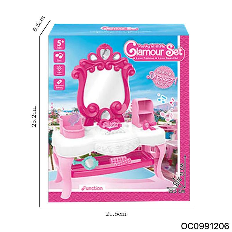 Wholesale Girls Cheap Toy Pretend Beauty Salon Make up Play Set Mirror Dressing Table Fashion Toys for Kids Beauty Products