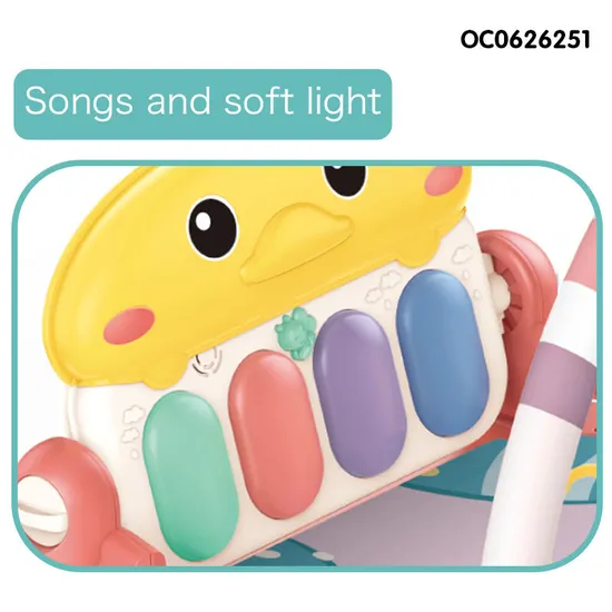 Hot Selling Foldable Safe Musical Kick and Play Piano Kids Wholesale Play Gym Mat for Baby with Hanging Rattles