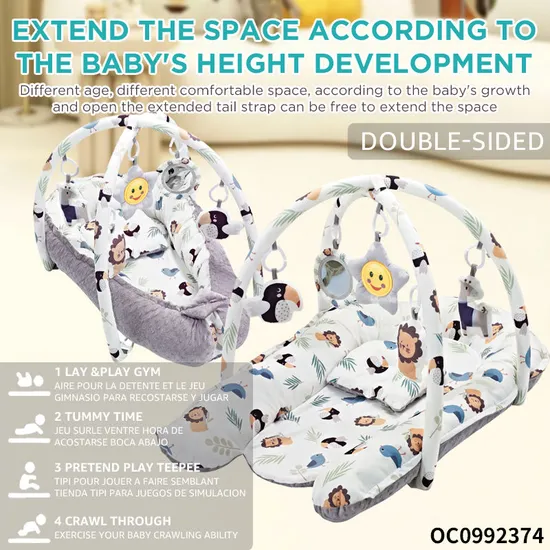 Non-Toxic Eco Friendly Baby Gym Soft Play Mat Foldable Musical for Floor Activity Play Mat with Hanging Rattles