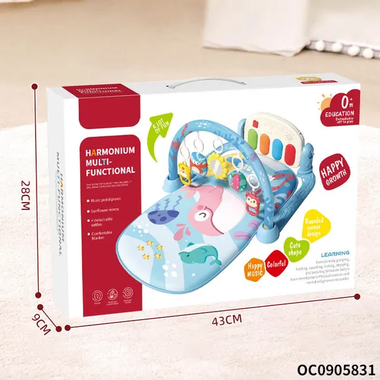 Hot Selling Foldable Musiscal Baby Pedal Piano Fitness Music Play Mat with Hanging Rattles