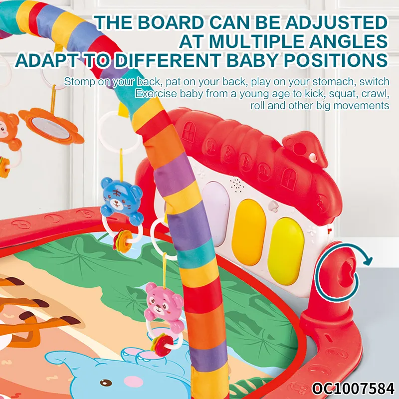 Musical Piano Pedal Baby Activity Sensory Play Mat Creative Flooring Crawling Mat with Hanging Rattle Toys