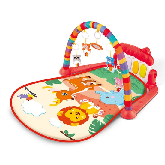 Musical Piano Pedal Baby Activity Sensory Play Mat Creative Flooring Crawling Mat with Hanging Rattle Toys