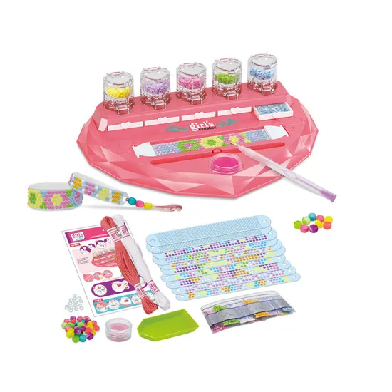 Beads DIY Toy Girls Bracelet Making Kit for 5 Years Old Girl with Manual Knitting Machine
