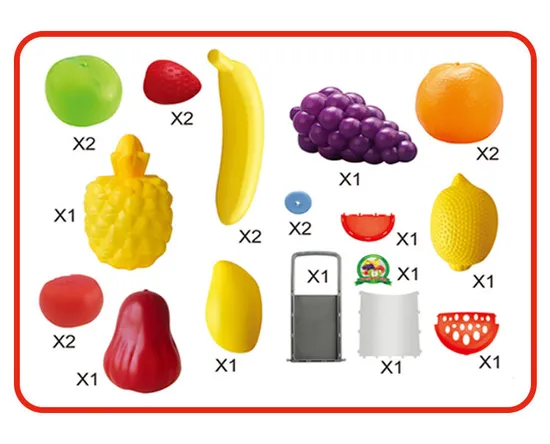 22 Pieces Kitchen Cutting Vegetables Plastic Fruit Food Toy with Cart