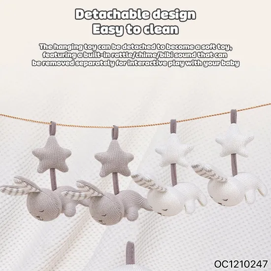 Sensory Unique Products Rabbit Cotton Fabric Baby Comfort Sleep Mobile Crib Newborn Baby Bed Hanging Toys with Music for Sleep
