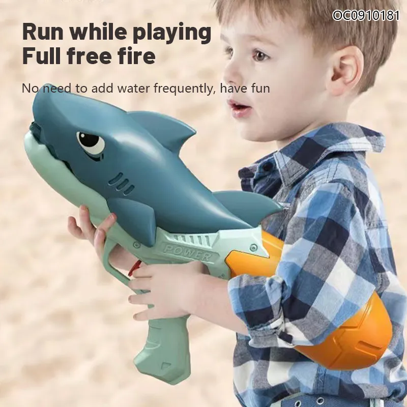 New Arrival Plastic Shark Shape Small Cheap Water Outdoor Shooting Gun Water Gun Toy Set for Boys