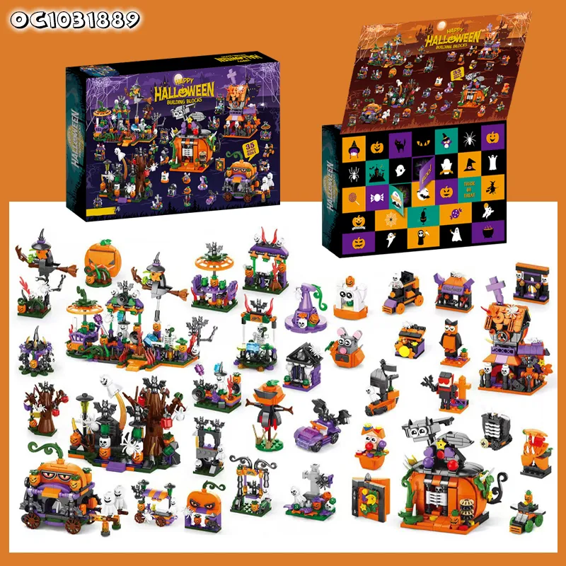 35 Compartment Hot Selling 1057PCS Educational Plastic Halloween Items Gift Favors Building Block Toy Surprise Blind Box for Kid