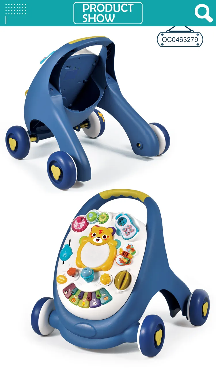 4 Wheels Toddler Learning Walker Baby Walking Assistant with Piano Rattle