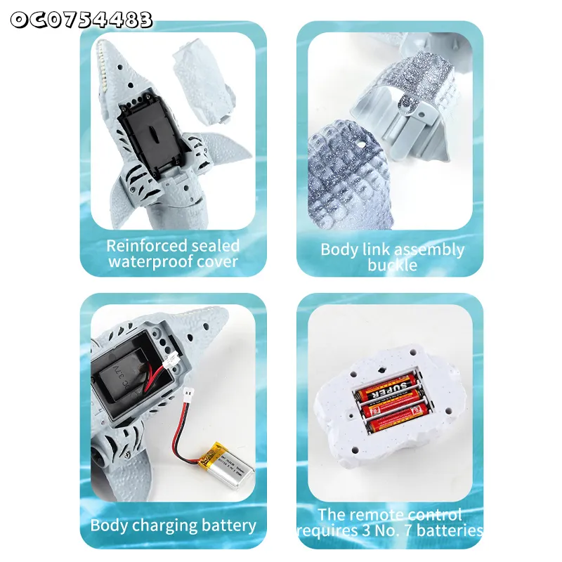 Easy Self Assembly Model Waterproof Remote Control Dinosaur Gray Customized Swimming Pool Plastic Toy Sea Animals for Kids Boys