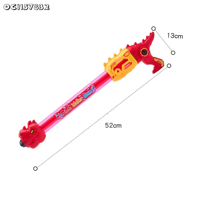 52cm Long Dinosaur Design 2026 Summer Plastic Kids Toys Strongest Fireworks Pump Pressure Water Gun for Water Park