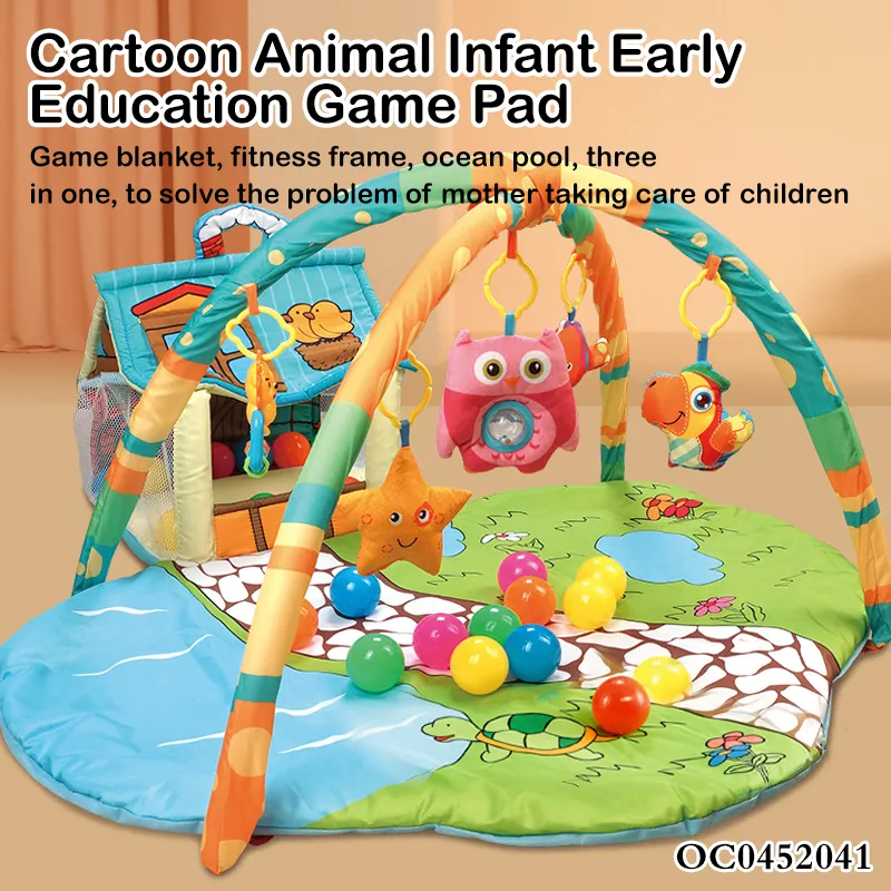 Hot Selling Baby Activity Exercise Crawling Mat Foldable Safe Baby Play Gym Mat with Hangin Animal Toys