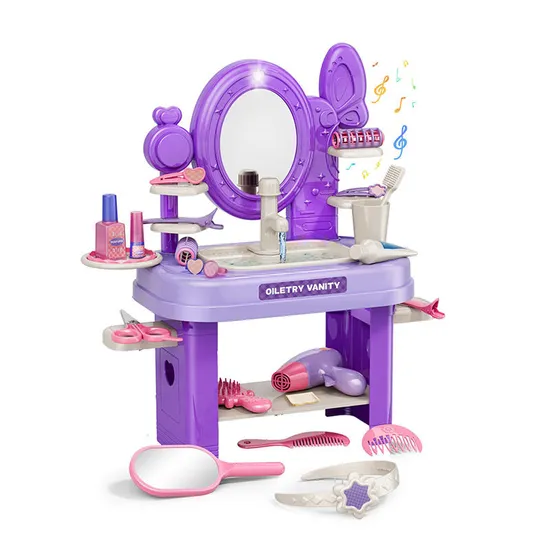 Fashion Make up Girls Beauty Toy 2 in 1 Dress up Game Role Play Toy Beauty Vanity Table with Mirror Multi Accessories Whole Sale