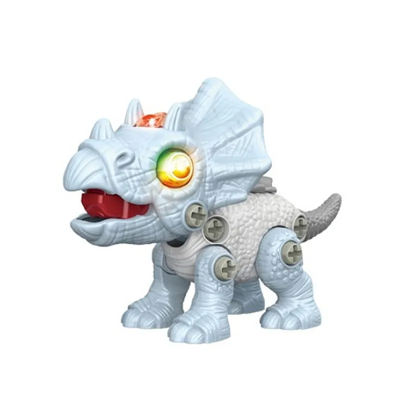 Preschool Educational Games Walking Dinosaur Triceratops Self Assembly Take Apart Flashing LED Dinosaur Toys with Lights Sound