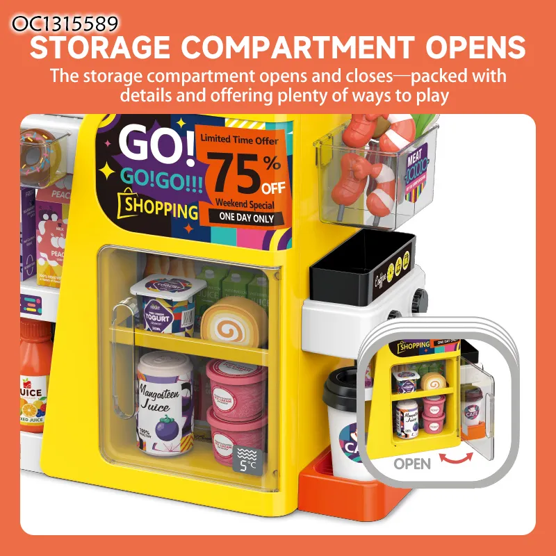 Kids Montessori Role Play Shop Accessories Toys for 4 Years Girl Kitchen Supermarket Cashier Checkout Counter Set Big with Food