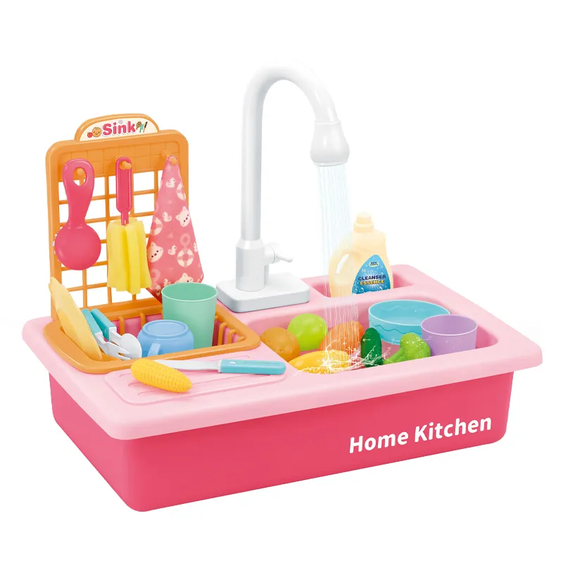 Vegetable Dish Washing Toy Set Kitchen Sink with Accessories Toys for Pretend Play
