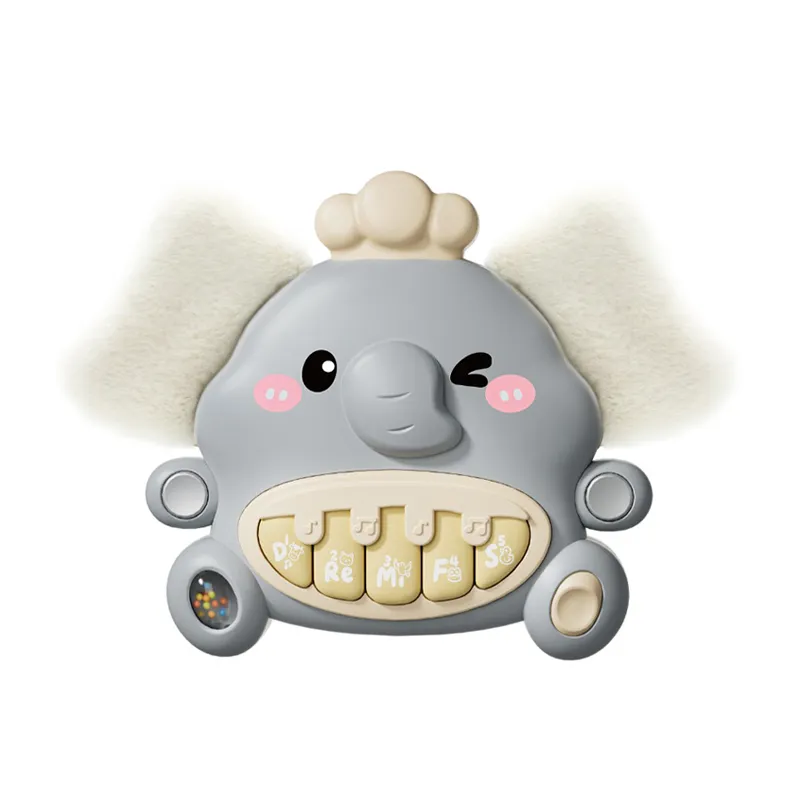 Trending Products 2026 New Arrival Baby Stuffed Animal Hanging Musical Sound Electronic Piano with Teether Soft Plush Rattle Toy