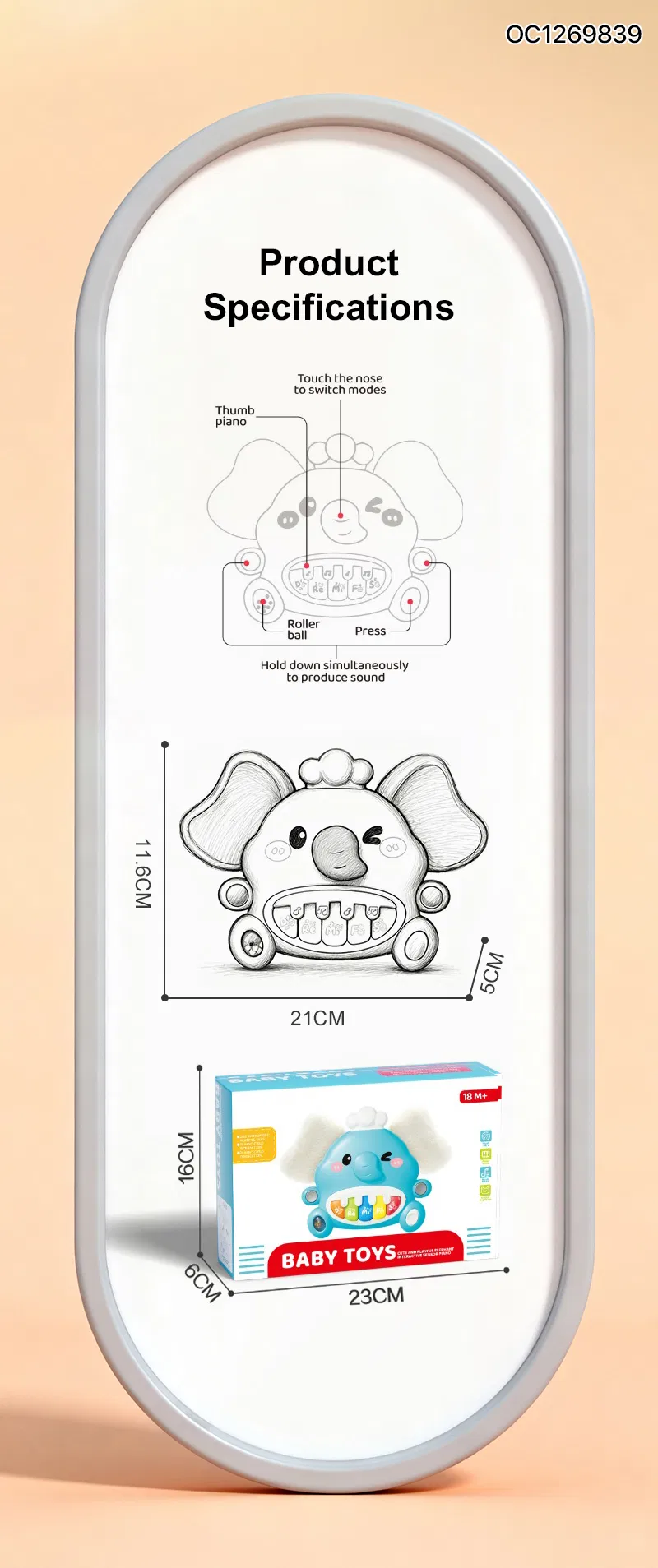 Trending Products 2026 New Arrival Baby Stuffed Animal Hanging Musical Sound Electronic Piano with Teether Soft Plush Rattle Toy