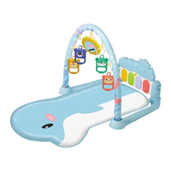 Newborn Pedal Musical Piano Creative Training Play Gym Soft Safe Mat with Music Keyboard and Hanging Toys