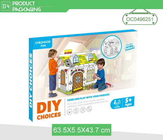 DIY Doodle Painting Cardboard 3D House Coloring Toys Kids Age 5+