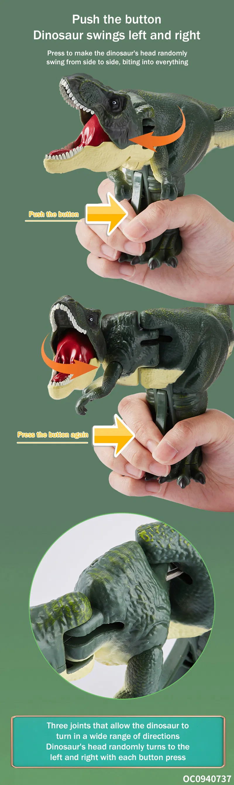 Dinosaur Shape Decompression Electronic Fidget Plastic Toy Gun for Boys with Sound and Light