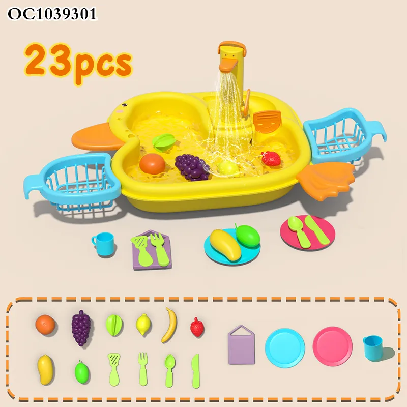 Wholesale Cutting Fruit and Vegetables Baby Pretend Play Toy Wash Set Spray Children's Plastic Kitchen Toy with Plates