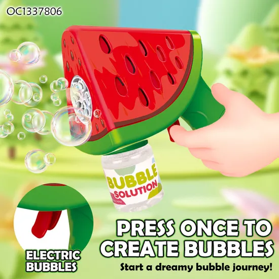 Wholesale Best Q Seller Lovely Watermelon Design Low Price Summer Friendly Items LED Bubble Guns Toy Blowing Machine for Kids 2026
