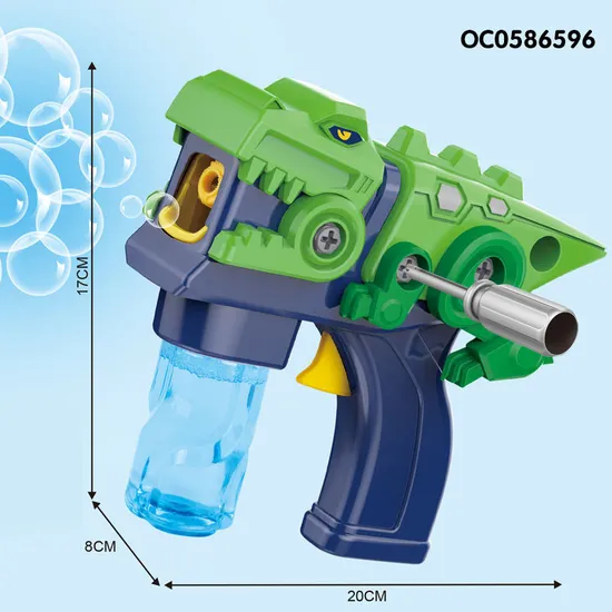 DIY Assembly Dinosaur Plastic Blower Kids Toys Machine Bubble Gun