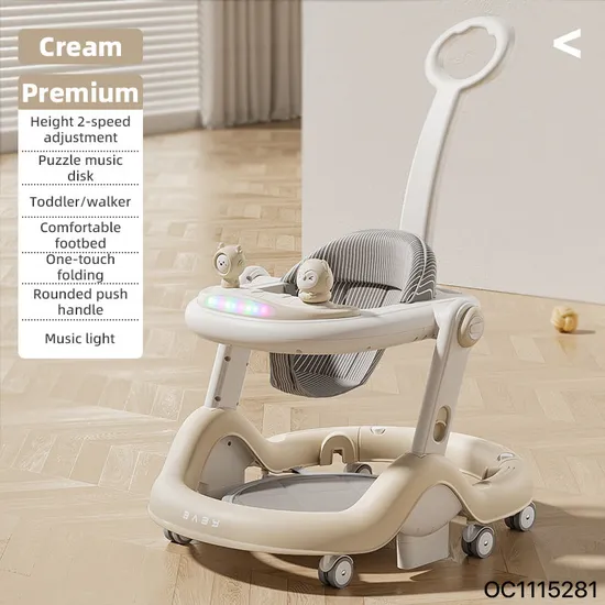 New Style Multifunction Luxury Round Bottom Real Baby Walker Sit to Stand Learning Walker Kids with Music Light and Push Rod Toys That Help Babies Learn to Walk
