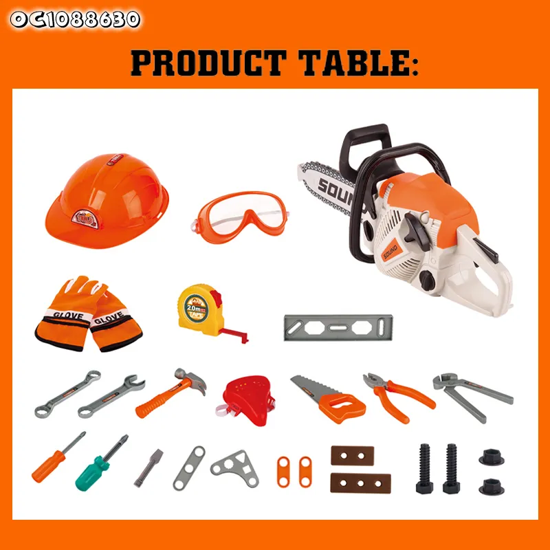 Helmet Kids Garden Kit Boys Hand Tools Electric Chain Saw Toy Children Garden Games Pretend Play Tool Set with Sound From China