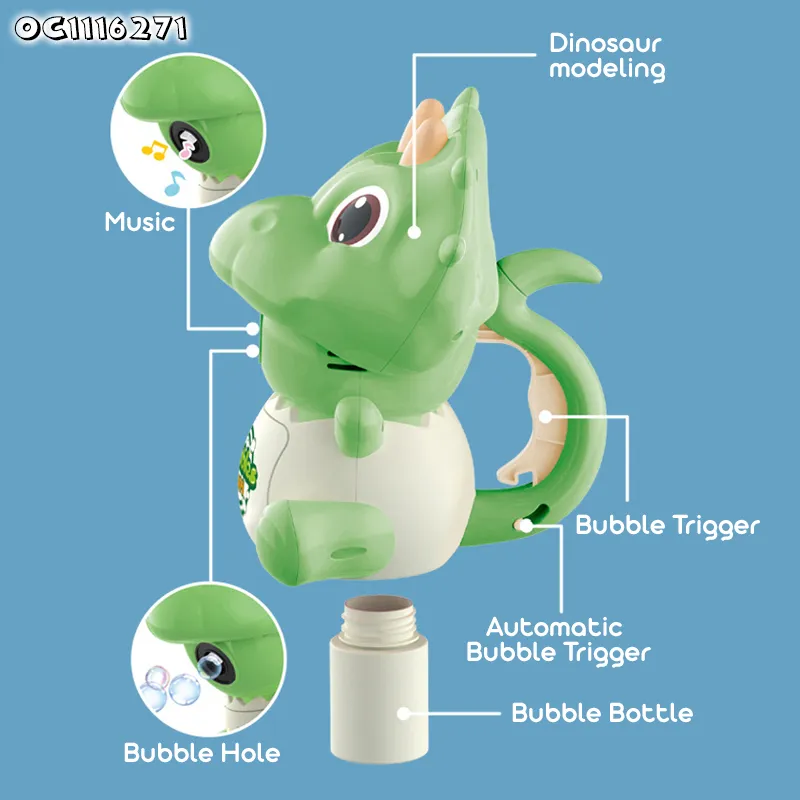 Wholesale Summer Outdoor Products Electronics Item Plastic LED Bubble Making Machine Dinosaur Shape Toys