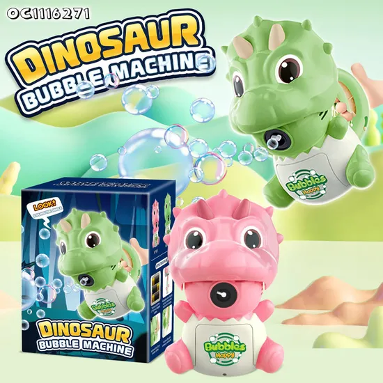 Wholesale Summer Outdoor Products Electronics Item Plastic LED Bubble Making Machine Dinosaur Shape Toys
