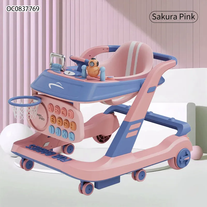 Wholesale Educational New Design Basketball Hoop Toys Musical Standing Baby Walker with Wheels and Seat